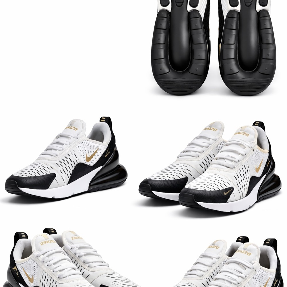 Nike Air Max 270 White Black Gold Men's Sneakers